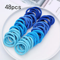 48pcs Colorful Elastic Hair Ties Set for Girls