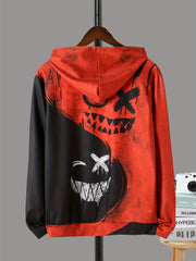 Boy's Graffiti Face Print Hoodie Casual Sweatshirt