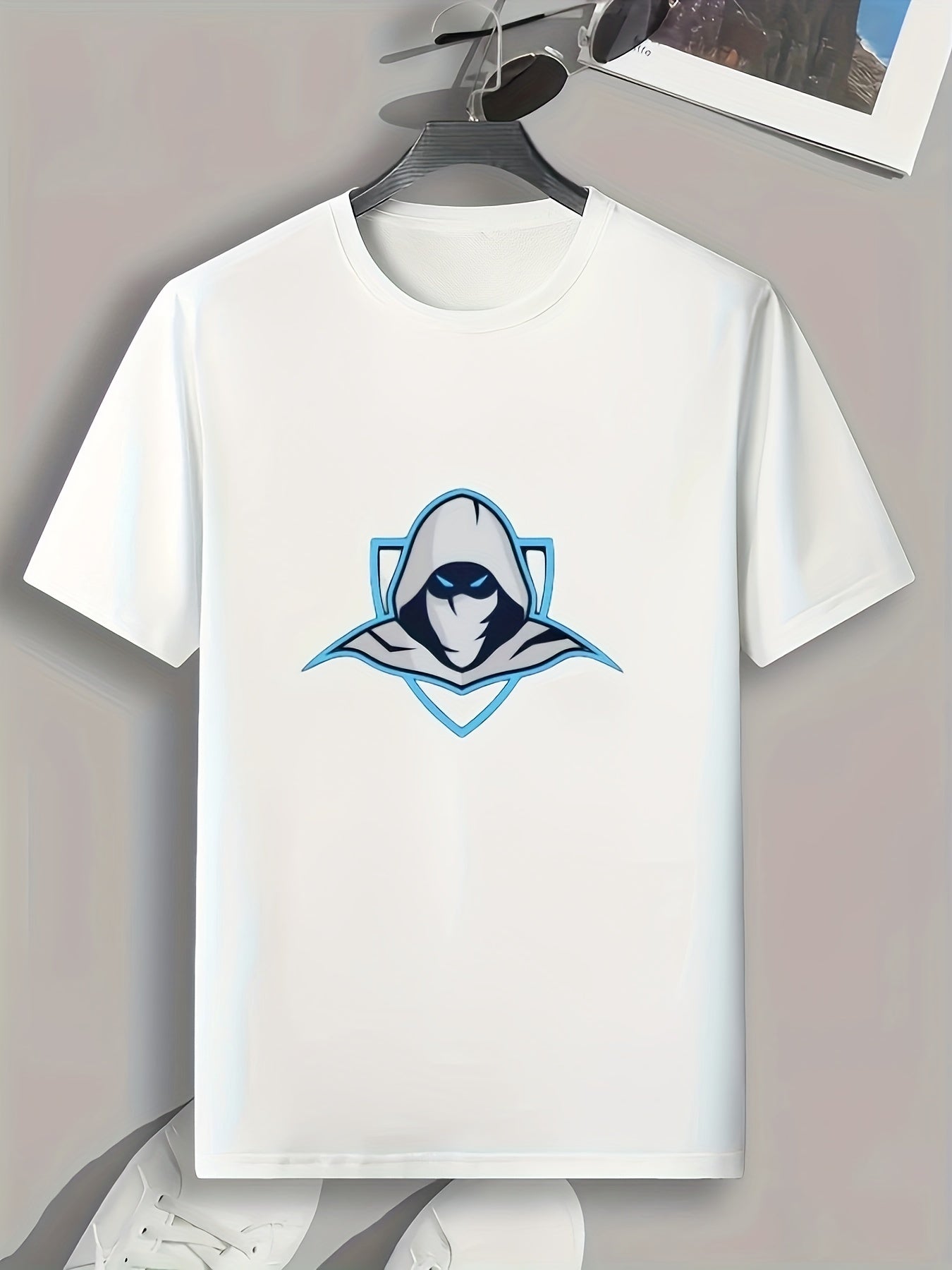 Cartoon Print Men's Tee Masked Casual Graphic T-shirt for Summer