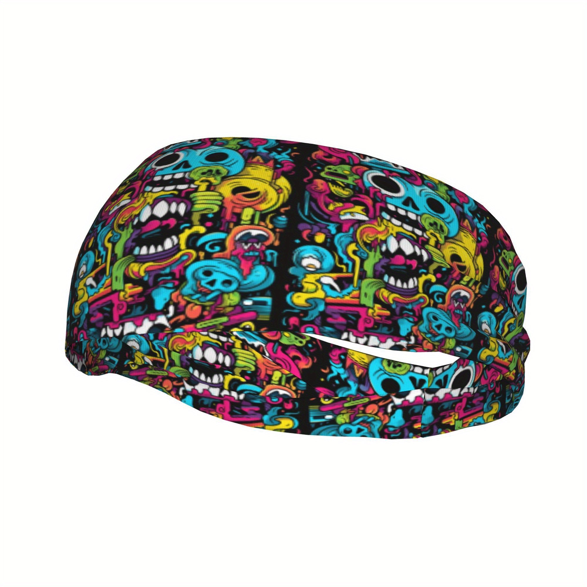 Neon Print Unisex Sports Headband Sweat Wicking Stretchy Polyester