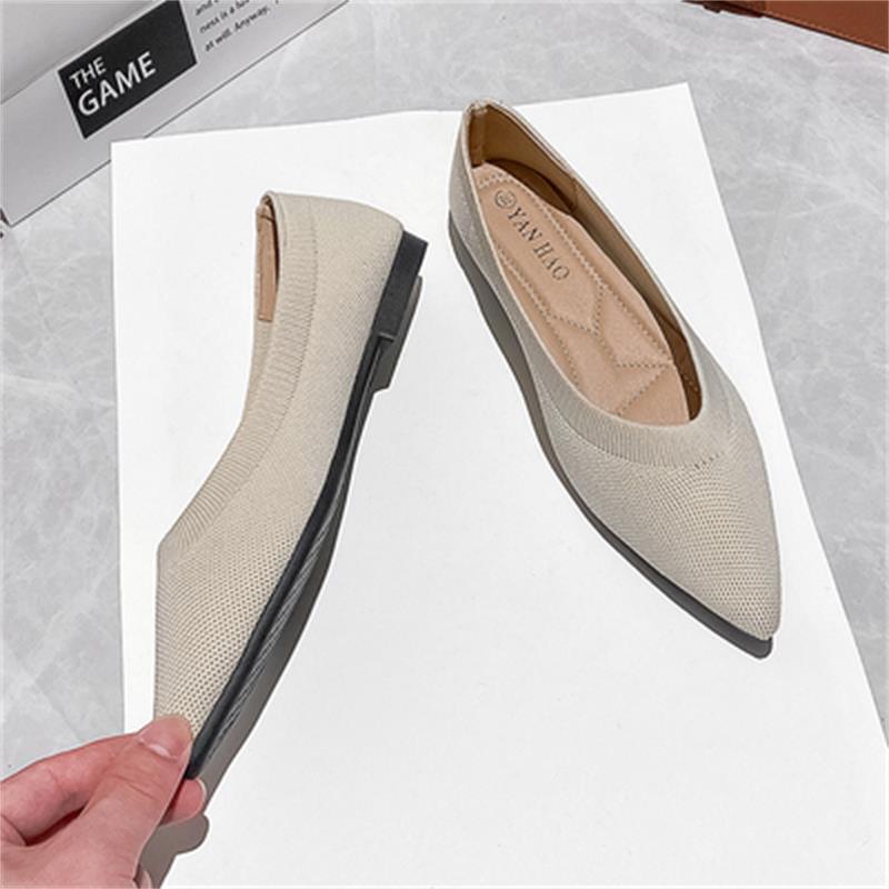 Women's Knitted Flat Shoes Soft Sole Slip On Casual Flats