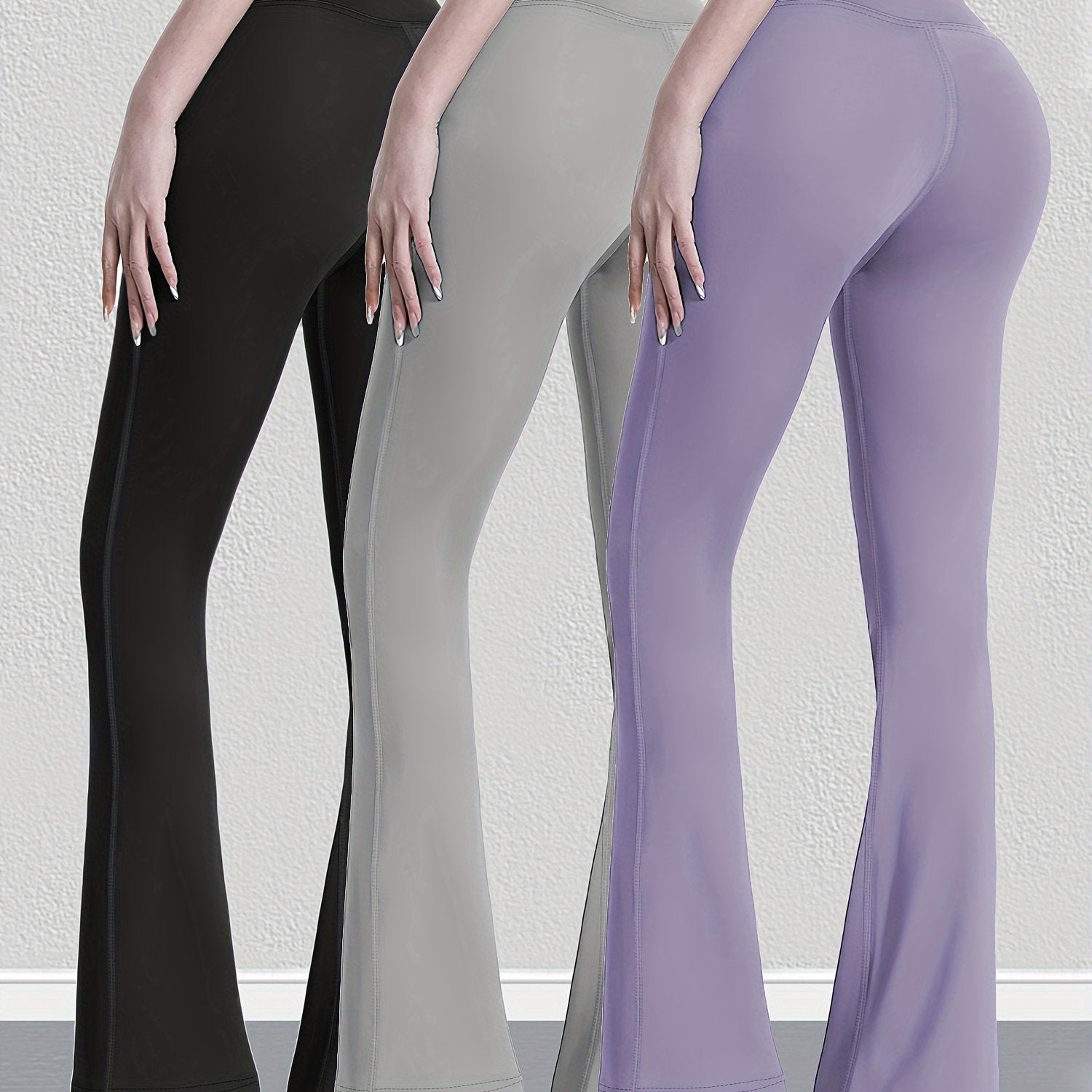Solid Butt Lifting Yoga Flared Pants Fitness Bootcut Activewear
