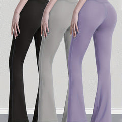 Solid Butt Lifting Yoga Flared Pants Fitness Bootcut Activewear