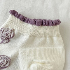 5 Pairs Floral Print Socks Comfy Ruffle Low Cut Ankle Socks Women's Stockings