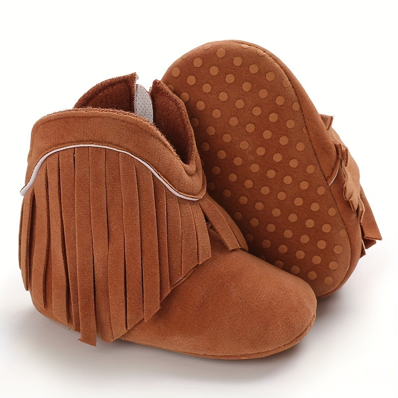 Baby Girls Tassel High Top Boots Soft Anti-skid Walking Boots