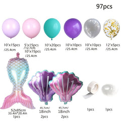 Mermaid Party Supplies Balloon Garland Kit - Purple Mermaid Tail Balloon Arch