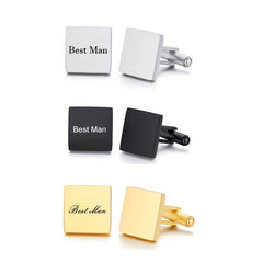 Men's Stainless Steel Button Cufflinks Square Round Shirt Cufflinks