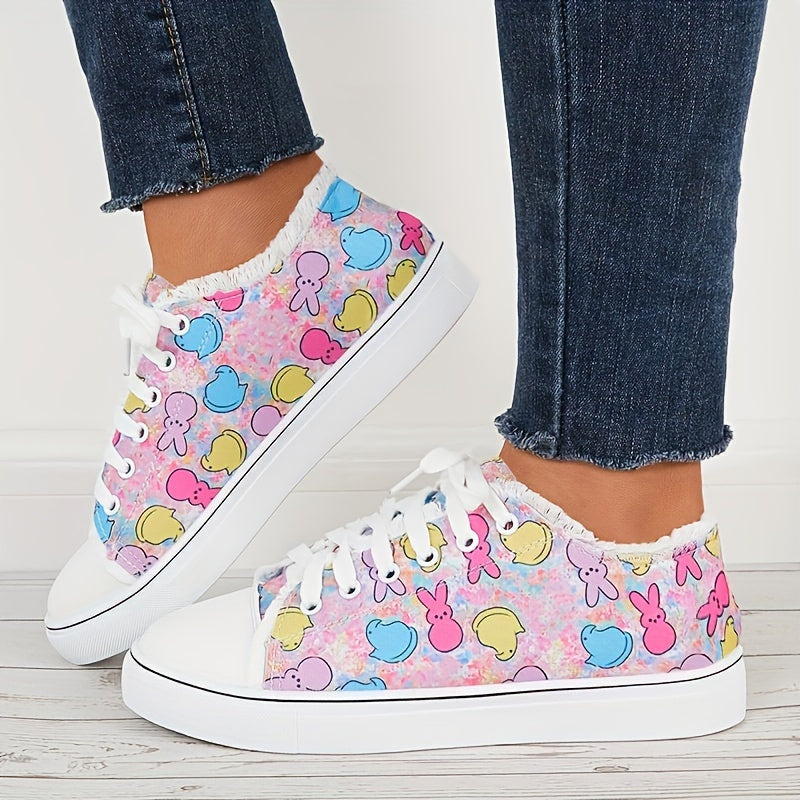 Women's Bunny Print Low Cut Sneakers