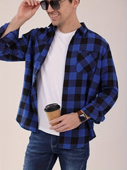 Men's Plaid Flannel Lapel Collar Shirt