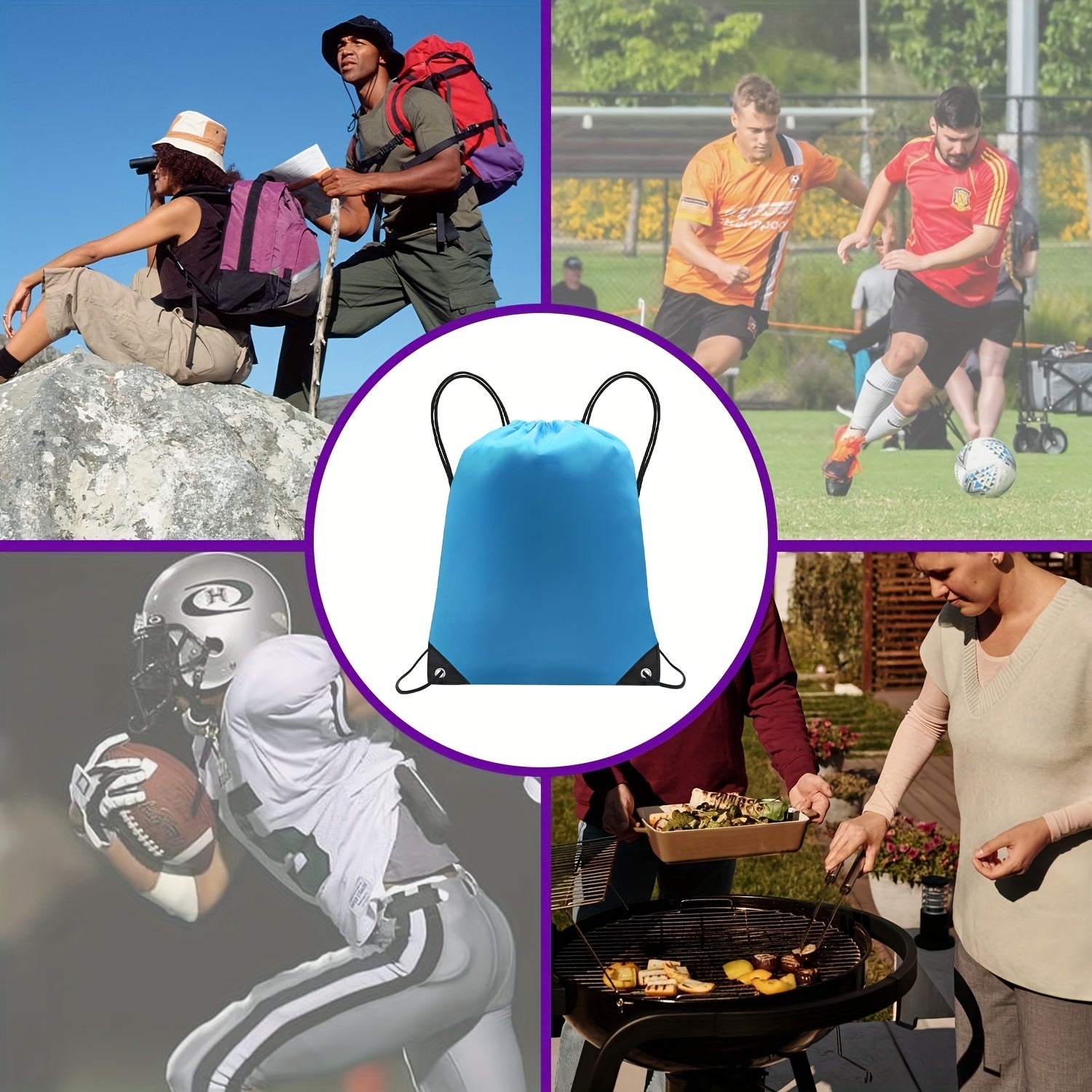 Unisex Drawstring Backpack Sports Storage Bags For Gym & Outdoor Activities