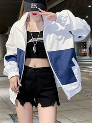 Women's Block Zip Up Jacket for Fall & Winter