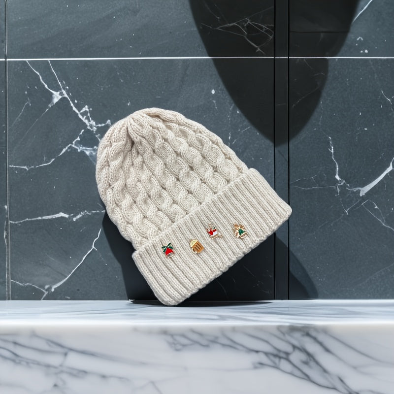 Men's Thickened Warm Knitted Hat Christmas Beanie Hat Outdoor Coldproof Warm Hat