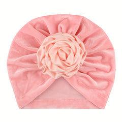 Velvet Flower Baby Warm Turban Hat 0-3 Years