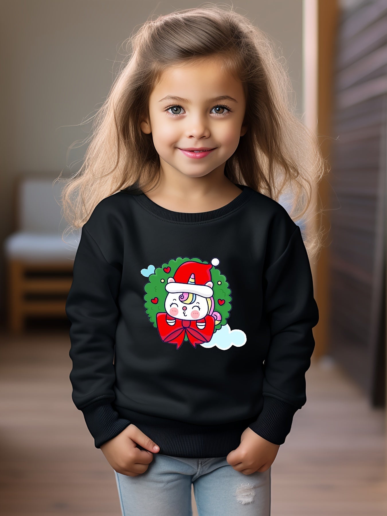 OERYUI Girls Unicorn Graphic Crew Neck Sweatshirt Kids Clothes