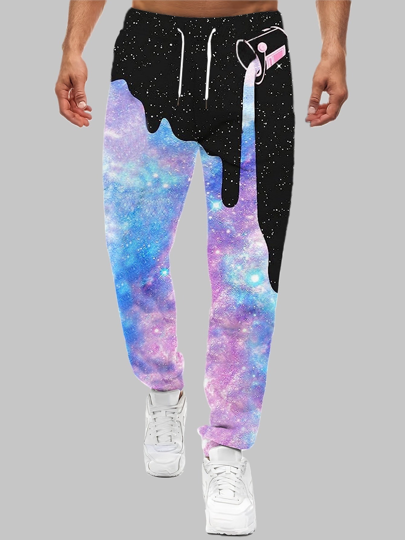 Shining Pattern Drawstring Sweatpants Loose Fit Pants Men's
