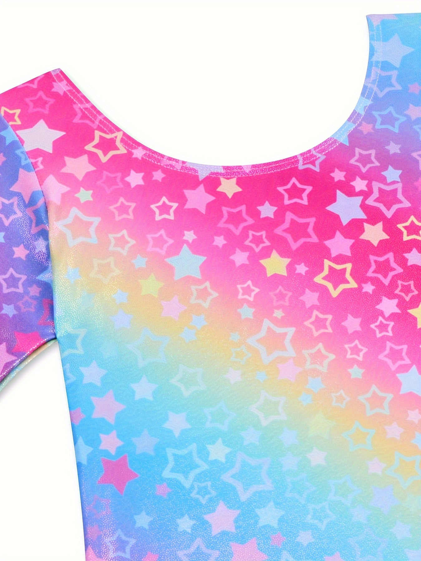 Girls Star Graphic Long Sleeve Gymnastics Leotard