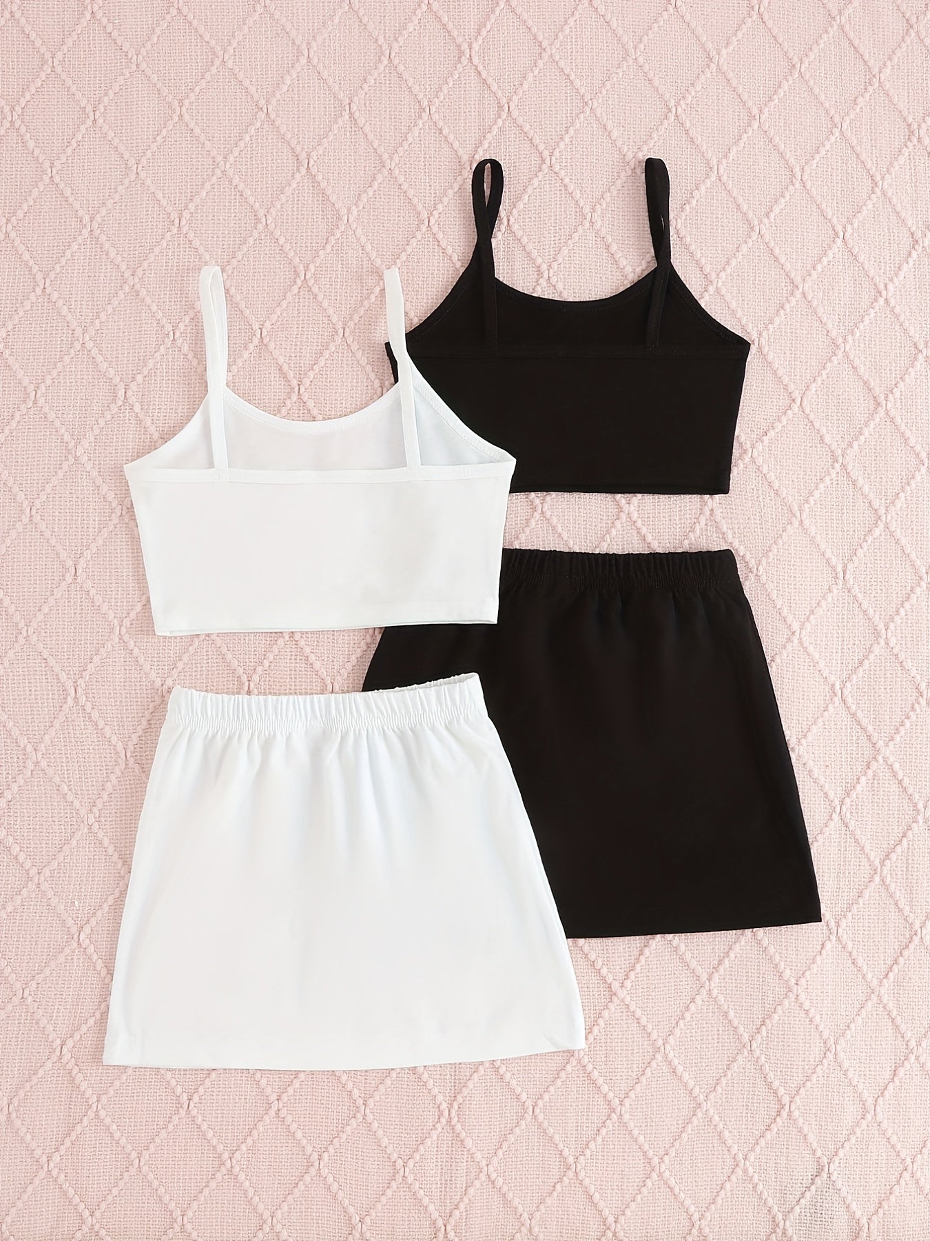 Girls Casual Tank Top and Skirt Set Sleeveless Solid