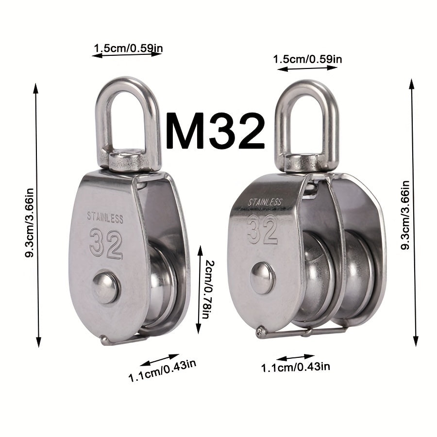 304 Stainless Steel U-Shaped Lifting Ring Fixed Pulley Single & Double Wheel