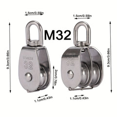 304 Stainless Steel Lifting Pulley Fixed Pulley Single/Double Wheel Hook Tool