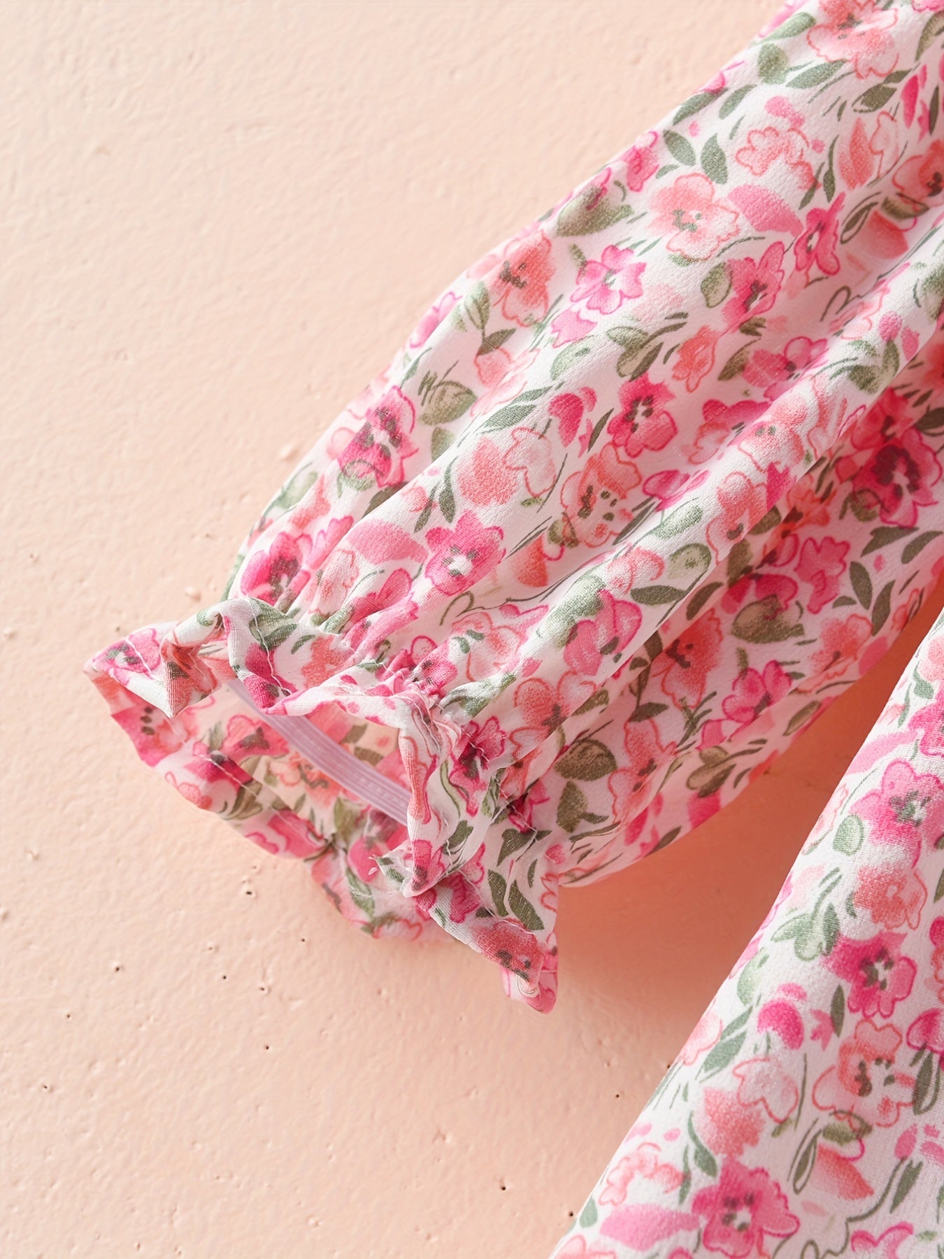 Girls Spring Floral Dress Long Sleeve Swing Flare Dress
