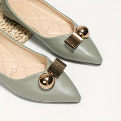 Women's Metal Decor Flat Pointed Toe Soft Sole Shoes