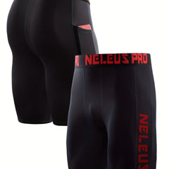 Men's Compression Shorts w/ Pocket Athletic High Stretch Base Layer
