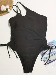 One Shoulder Drawstring One Piece Swimsuit High Stretch