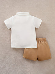 Baby Boys Gentleman Bow Tie Shirt & Shorts Set for Summer Party