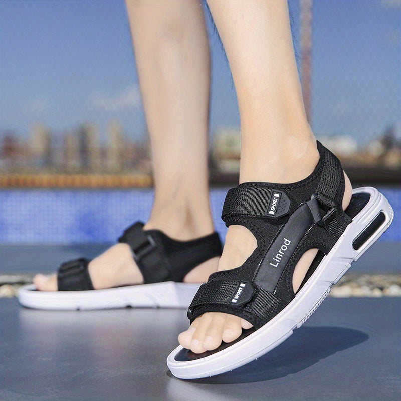 Men's Open Toe Non Slip Hook And Loop Sandals Quick Drying Beach Shoes