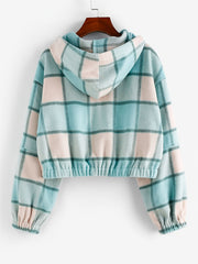 Plaid Pocket Zipped Jacket Casual Outerwear For Fall & Winter