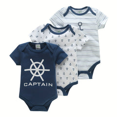 3pcs Baby Graphic One-piece Clothes Newborn Cotton Summer Romper
