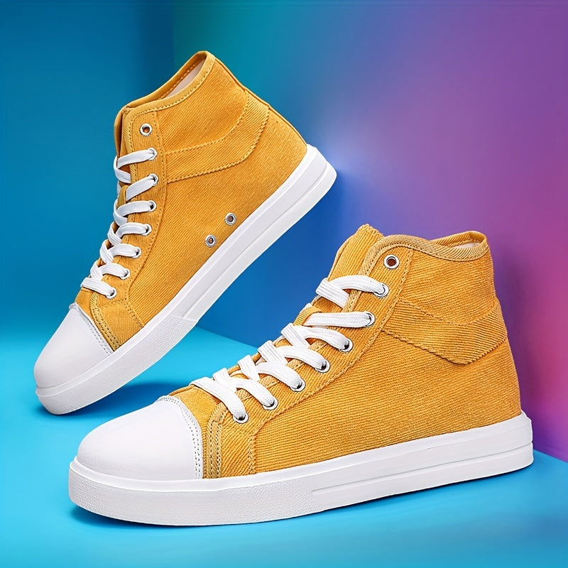 Women's Yellow Canvas High Top Sneakers
