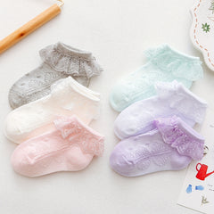 6 Pairs Toddler Girls Ruffle Lace Floral Princess Socks Ankle Socks