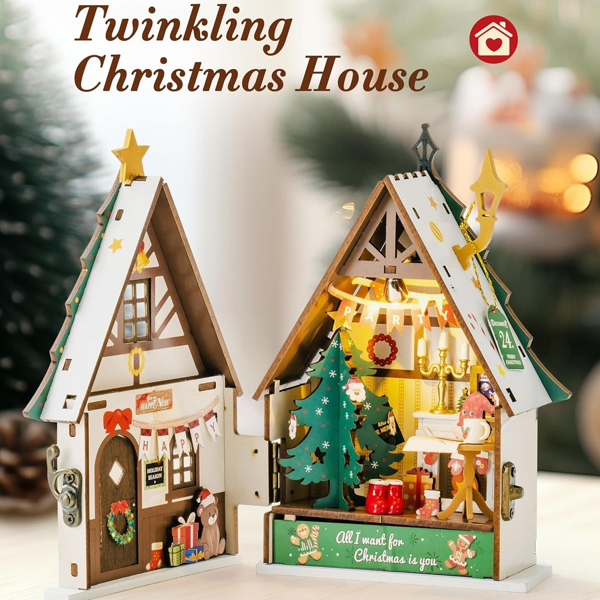 DIY Wooden Dollhouse Kit for Adults: Twinkling Christ
