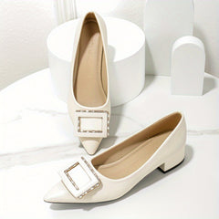Rhinestone Buckle Slip On Point Toe Shoes Lightweight Soft Outdoor Comfy