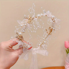 Pearl Flowers Wreath Hair Hoop Headband For Girls