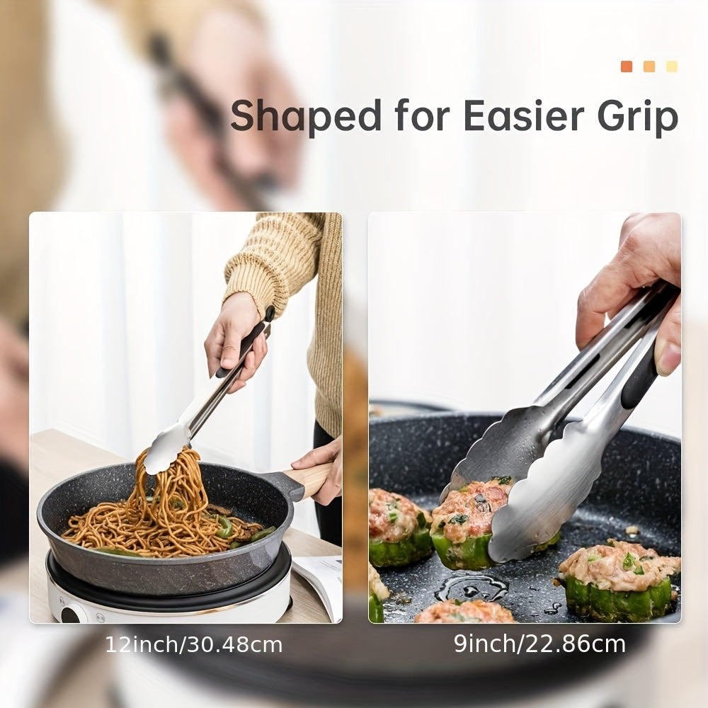 Stainless Steel Barbecue Tongs 22cm Non-Slip Handle Kitchen Tools