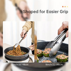 Stainless Steel Barbecue Tongs 22cm Non-Slip Handle Kitchen Tools