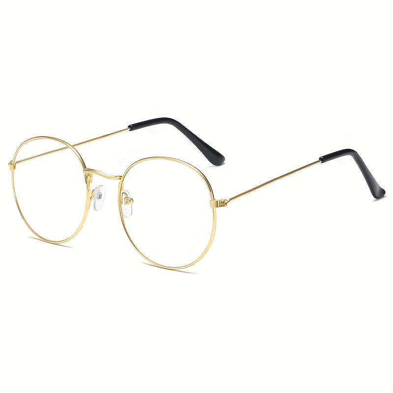 Vintage Round Metal Frame Glasses Unisex Anti Light Glasses