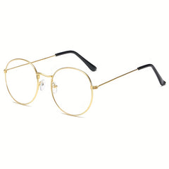 Vintage Round Metal Frame Glasses Unisex Anti Light Glasses