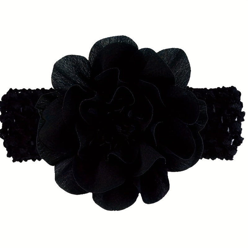 Chiffon Flower Knit Headband for Baby Girls