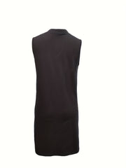 Sleeveless V Neck Dress Casual Solid