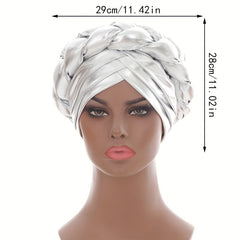 Silvery Hot Stamping Turbans Three Layer Head Wraps Twist Braid Hijab Cap