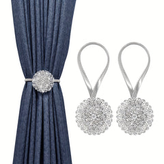 Magnetic Curtain Tiebacks Crystal Flower Drapery Holdbacks