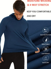 Men's Long Sleeved Hooded Sport Shirt Sunscreen Quick Drying Athletic Suit