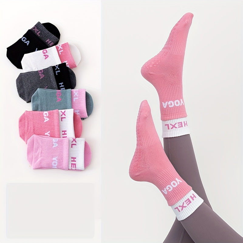 Sporty Yoga Socks Non Slip Sweat Absorption Casual Mid Calf Socks