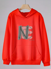 Girls Cartoon N & E Alphabets Pattern Hoodie Sweatshirt