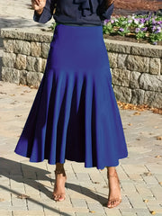 Women's Plus Solid High Rise Non stretch Maxi Mermaid Skirt