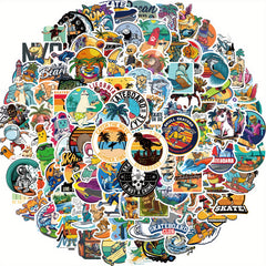 100pcs Beach Surfing Waterproof Vinyl Stickers for Water Bottles
