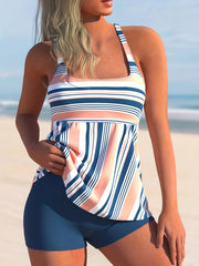 Women's Plus Size Modest Tankini Set Square Neck Cami Top & Shorts
